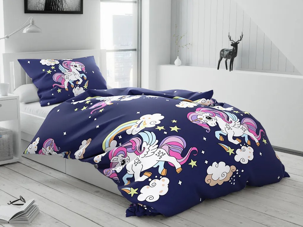 Lenjerie de pat din bumbac UNICORN albastru Dimensiune lenjerie de pat: 70 x 90 cm | 140 x 200 cm