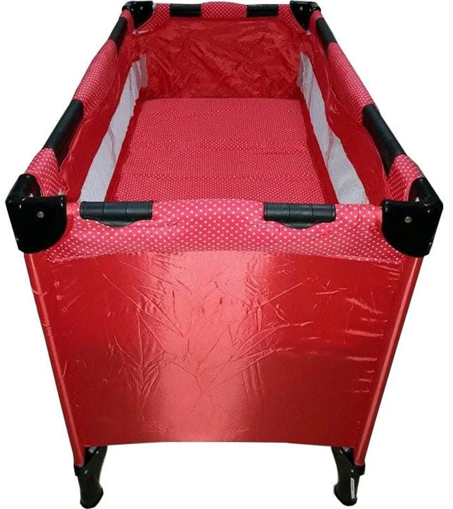 Patut Pliant, Tarc copii Baby Care™ PRO, Pliabil pe 2 Niveluri, plasa tantari,geanta transport inclusa, Rosu