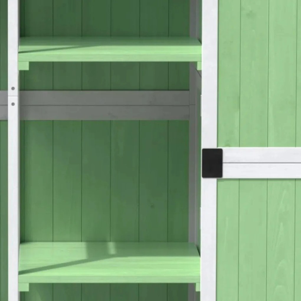 Depozit exterior pentru mobilier de grădină din lemn, design rezistent la intemperii cu întărituri stabile în formă de X, 93x45x179 cm, Verde