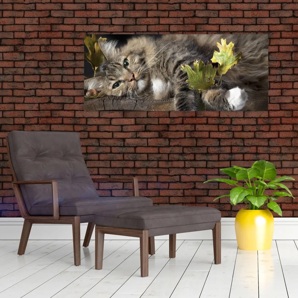 Tablou - Pisica mincinoasă (120x50 cm)