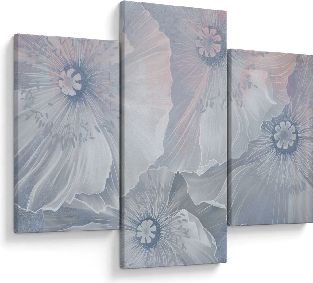 Tablou - Flori albastre pe perete (90x60 cm)