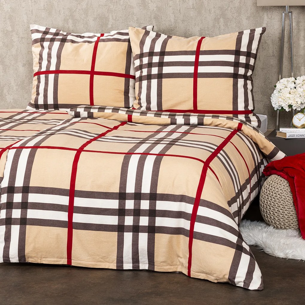 Lenjerie flanelă 4Home Cub, 140 x 200 cm, 70 x 90 cm, bej, 140 x 200 cm, 70 x 90 cm