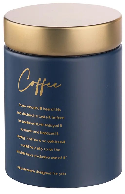 Doză Altom Coffee din tablă, cu capac, albastru,