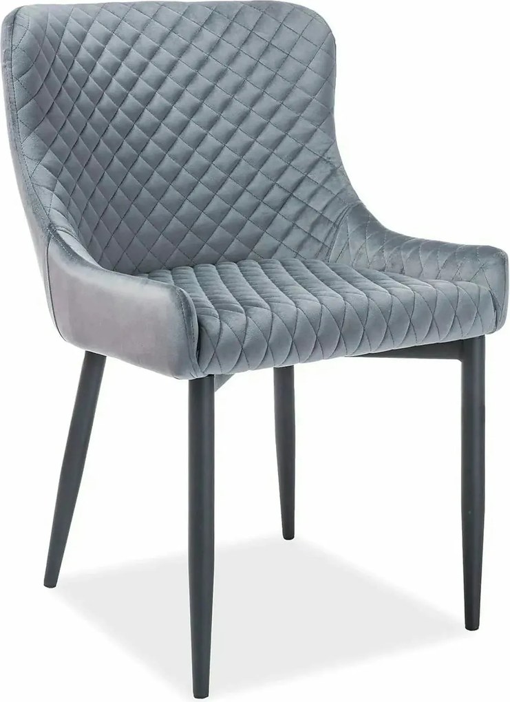 Scaun de dining COLIN B, gri/negru, stofa catifelata/metal, 52x45x82 c