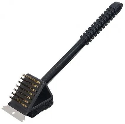 Perie pentru curatat gratar, grill, 3 in 1, sarma, racleta si burete, 36x7x8 cm