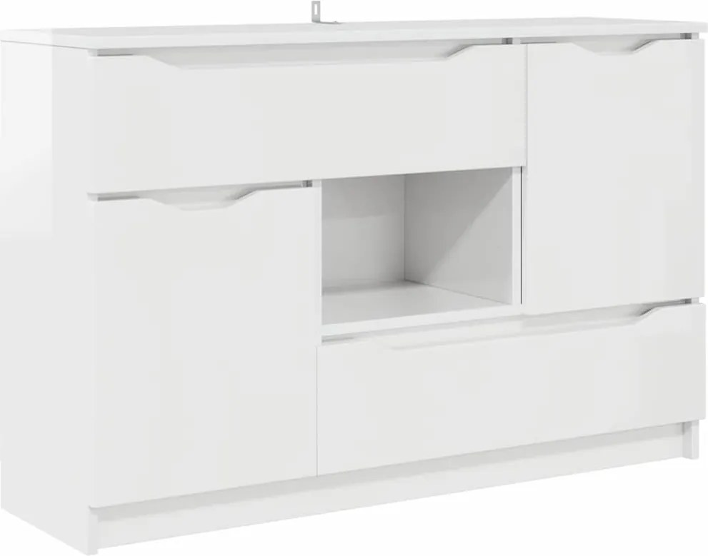 vidaXL Bufet cu sertar Alb lucios 100 x 30 x 65,6 Lemn compozit