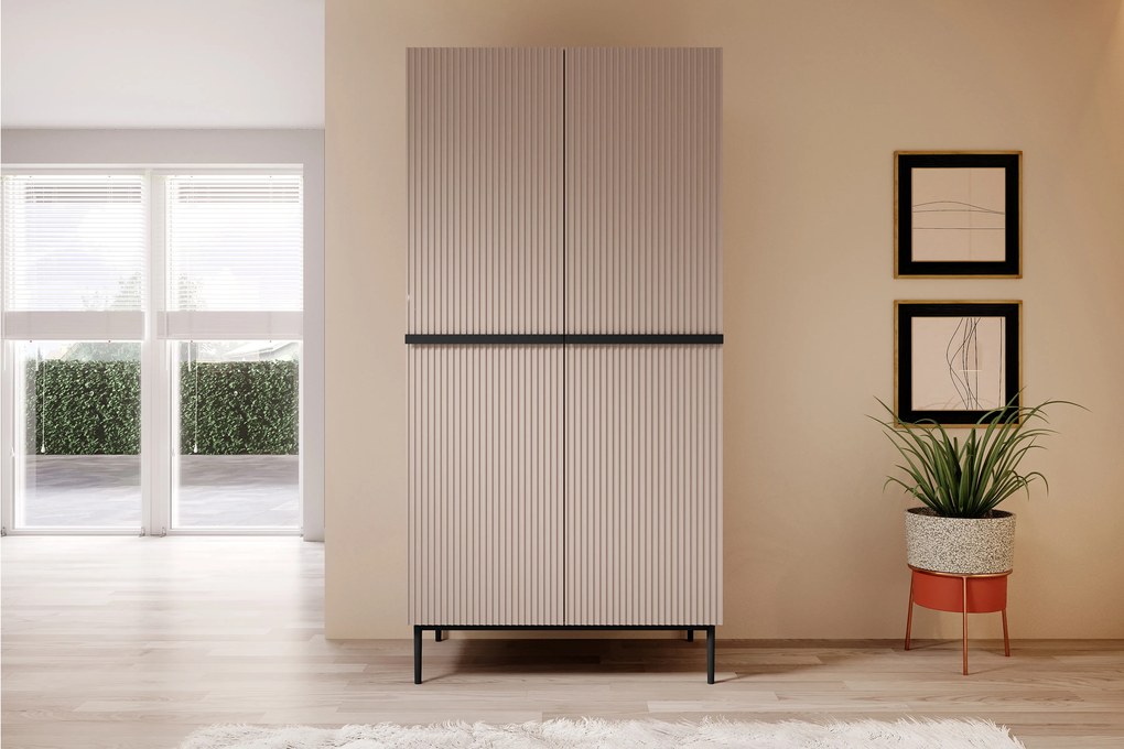 Dulap Nicole 100 cm dormitor - MDF roz antic / picioare negre