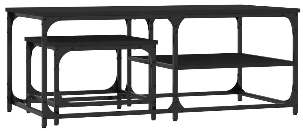 vidaXL Mese suprapuse de cafea, 2 buc, negru, lemn prelucrat