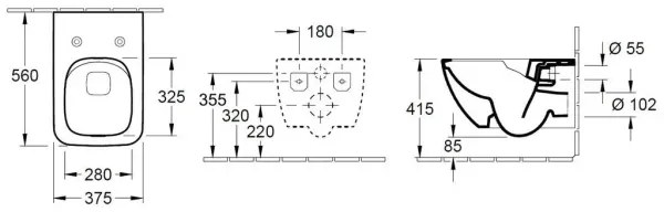 Villeroy & Boch 4611RS01 - Vas WC suspendat VENTICELLO cu capac SoftClose, ceramică/alb