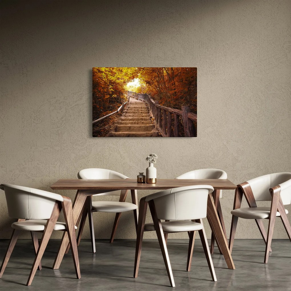 Tablou - Scări în natură în toamnă (90x60 cm)