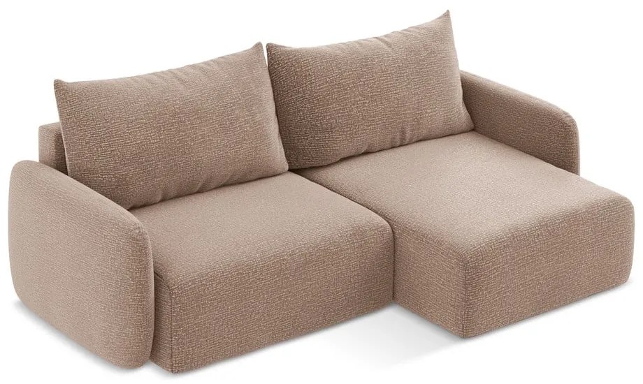 Colțar maro deschis extensibil/cu spațiu de depozitare (cu colț pe partea dreaptă) Kalena – Makamii