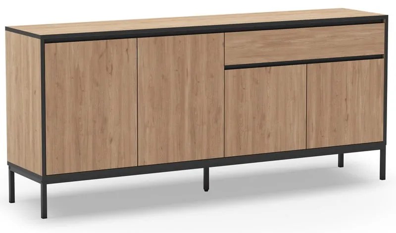 Comodă în culoare naturală joasă cu aspect de lemn de stejar 180x80 cm Lorenza – Marckeric