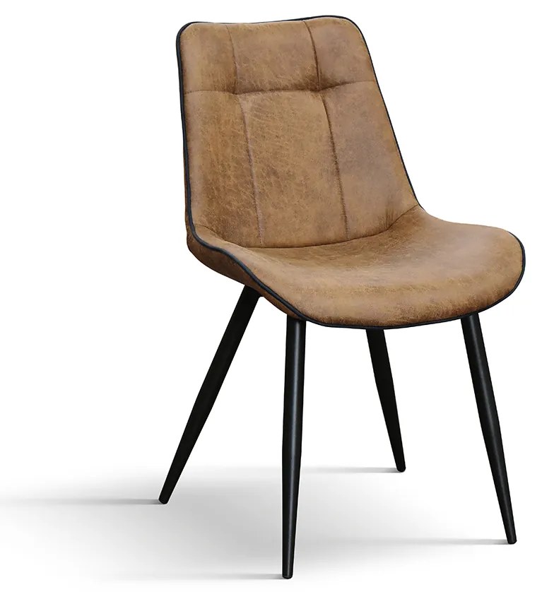 SET 4 Scaune Industry, piele ecologica ,structura metalica - MARO CAMEL