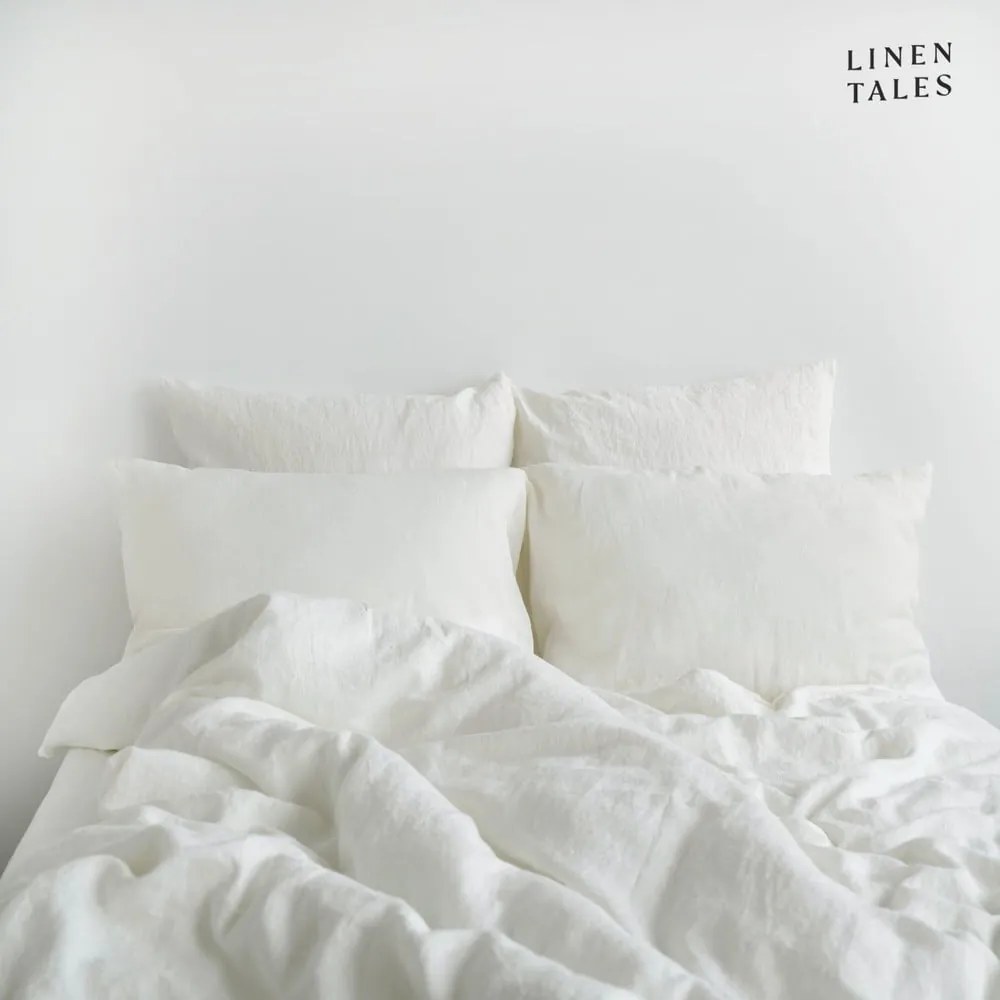 Lenjerie de pat albă din in pentru pat de o persoană 135x200 cm – Linen Tales