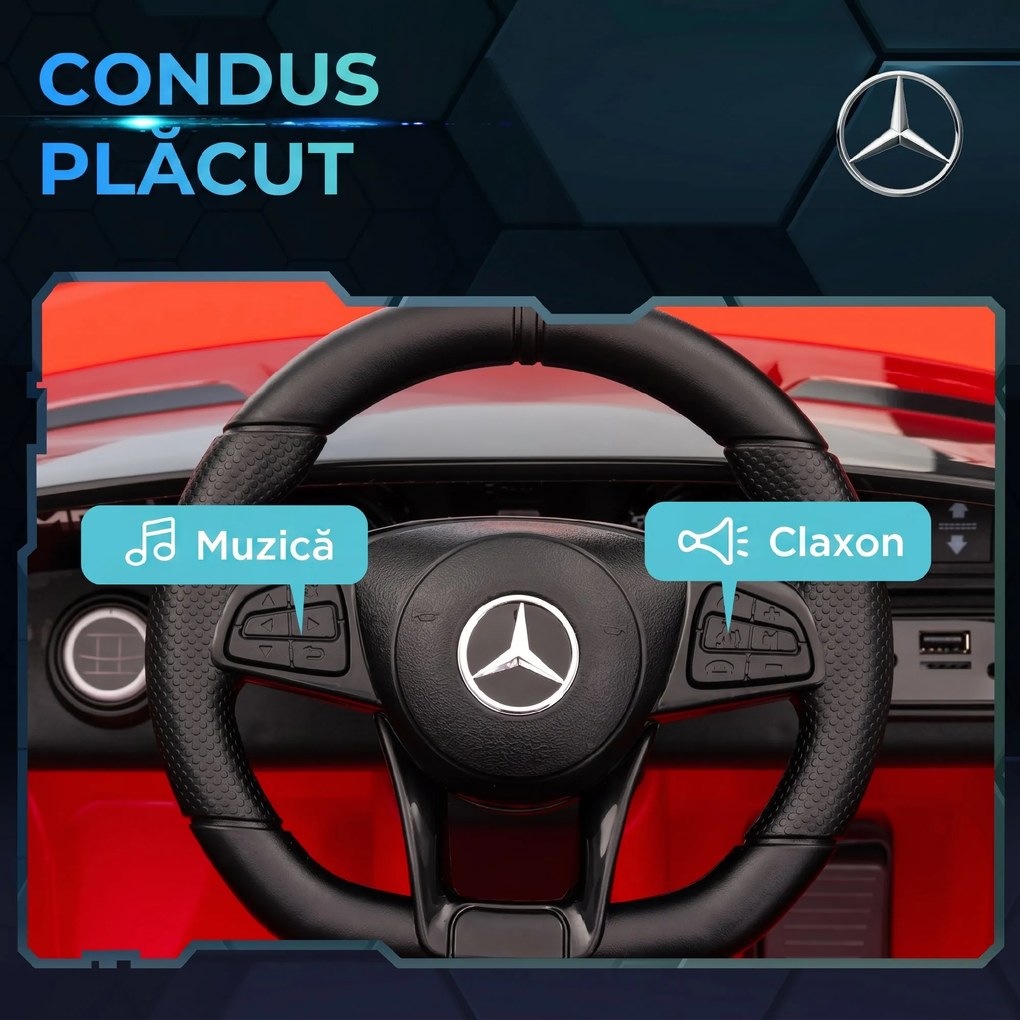 AIYAPLAY Mașină electrică pentru copii Mercedes-AMG GTR, 2 motoare, telecomandă, 3-5 km/h, roșu, 3-6 ani | Aosom Romania