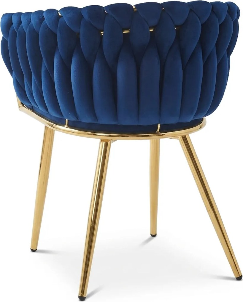 OFERTA Fotoliu de sufragerie din catifea ORION VELVET cu picioare aurii, albastru inchis calitatea a II-a