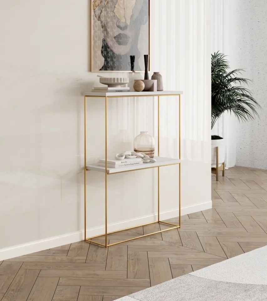 Consolă hol, 80x60x20 cm Velo 1, ADRK Furniture (Culoare: Alb / Sonoma)