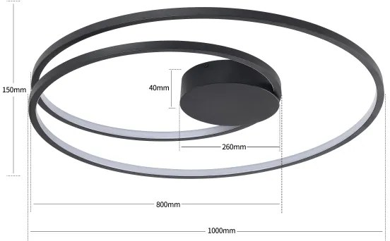 Brilagi - Plafonieră LED reglabilă TWISTER, 105 W, 230 V, Ø100 cm, neagră, cu telecomandă