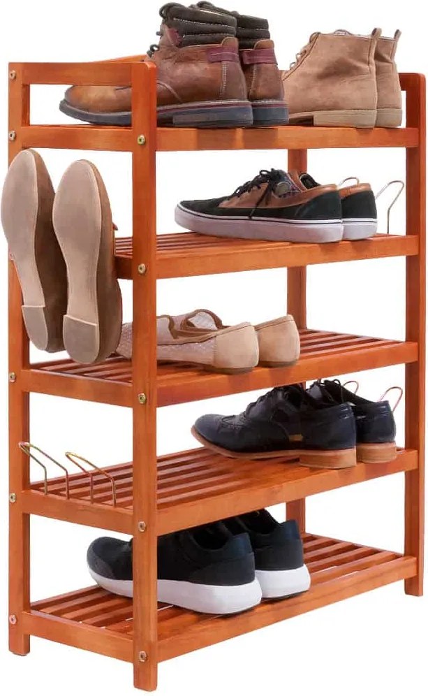 Raft pentru pantofi RUSTIC, 5 polițe, 75x26x82cm, maro natural Casaria