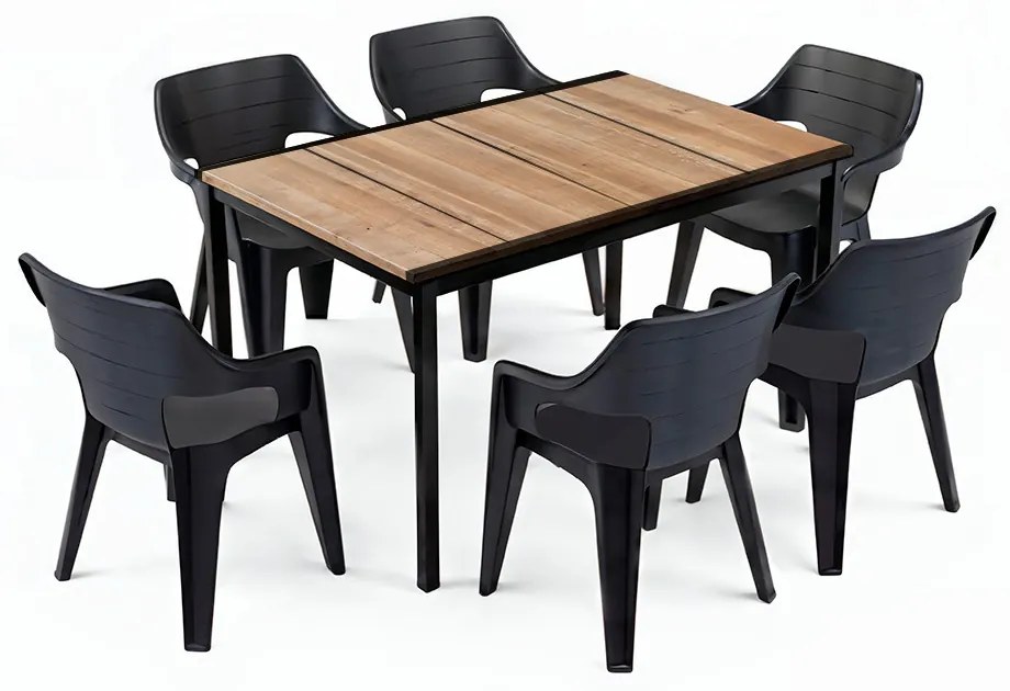 Ravello 6+1 kerti bútor garnitúra szett kőris-fekete