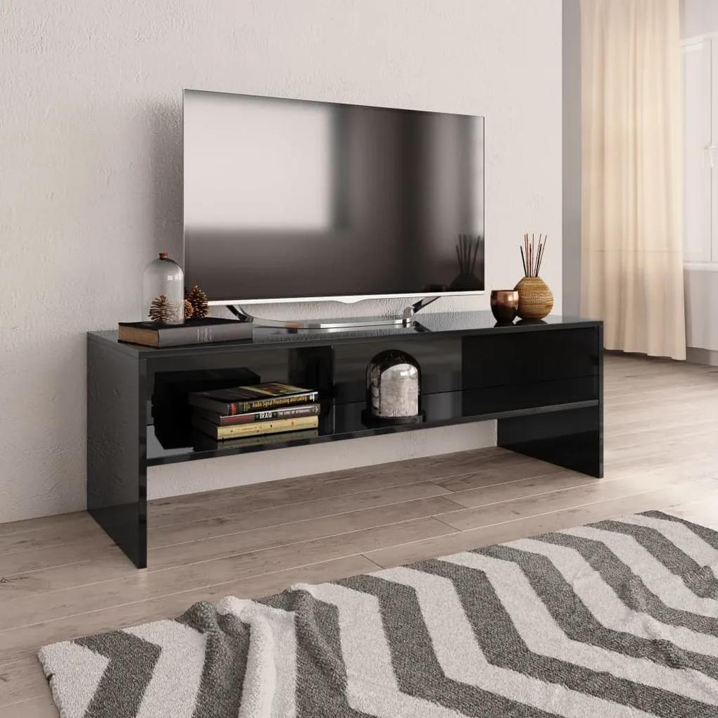 800043 vidaXL Comodă TV, negru extralucios, 120x40x40 cm, lemn prelucrat