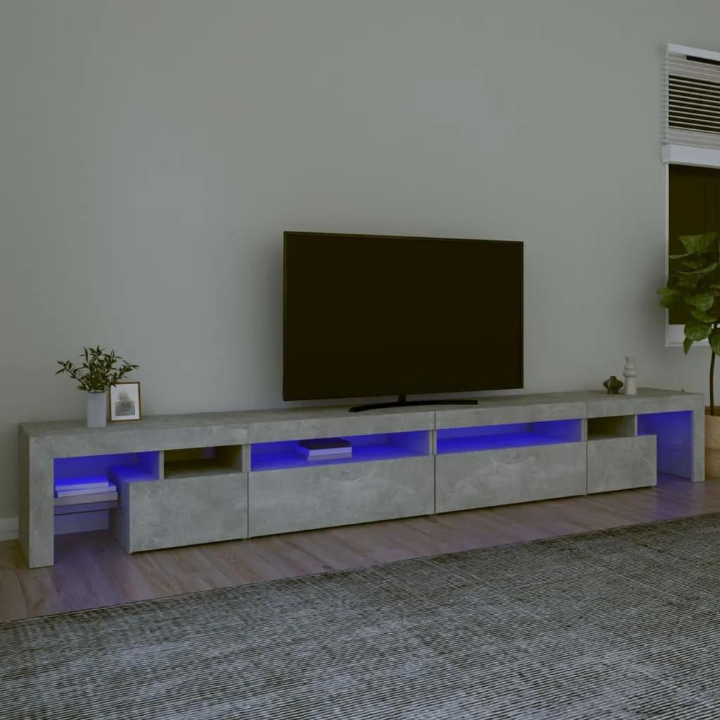 Comoda TV cu lumini LED, gri beton, 290x36,5x40 cm 1, Gri beton, 290 x 36.5 x 40 cm