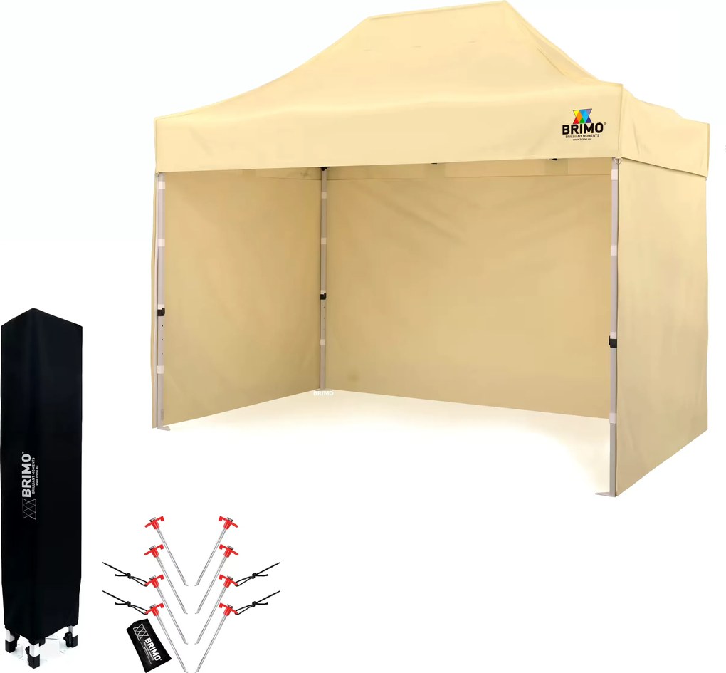 Stan de Vânzare 2 x 3 m SUPER Oțel | Montaj în 2 minute - cu 3 pereți - Bej