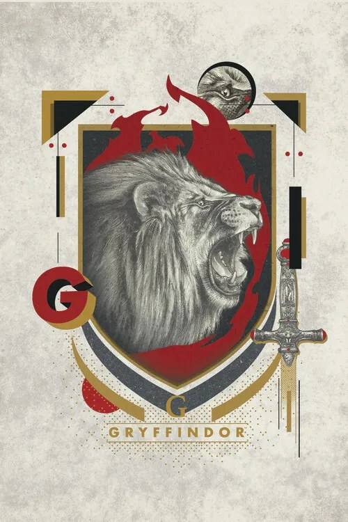 Poster de artă Harry Potter - Gryffindor Crest