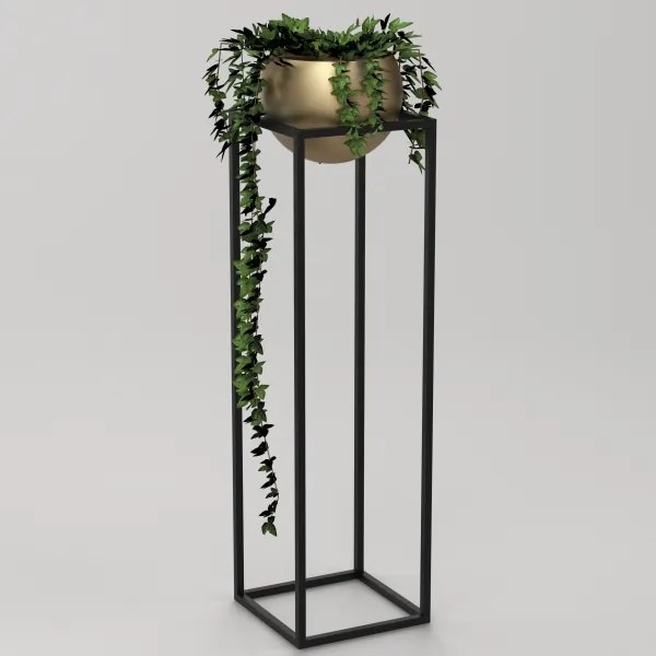 Ghiveci metalic de flori 111,3x29 cm negru/auriu