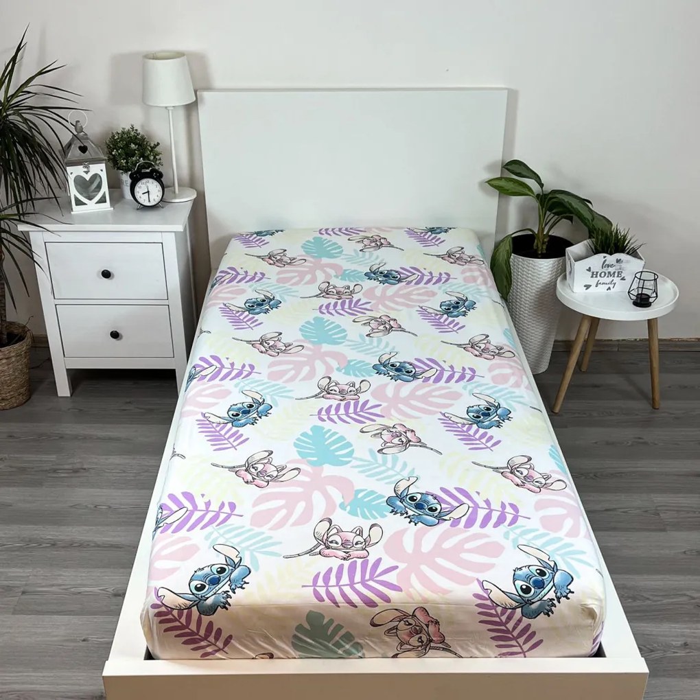 Disney Lilo și Stitch Leaves cearșaf cu elastic 90x200 cm
