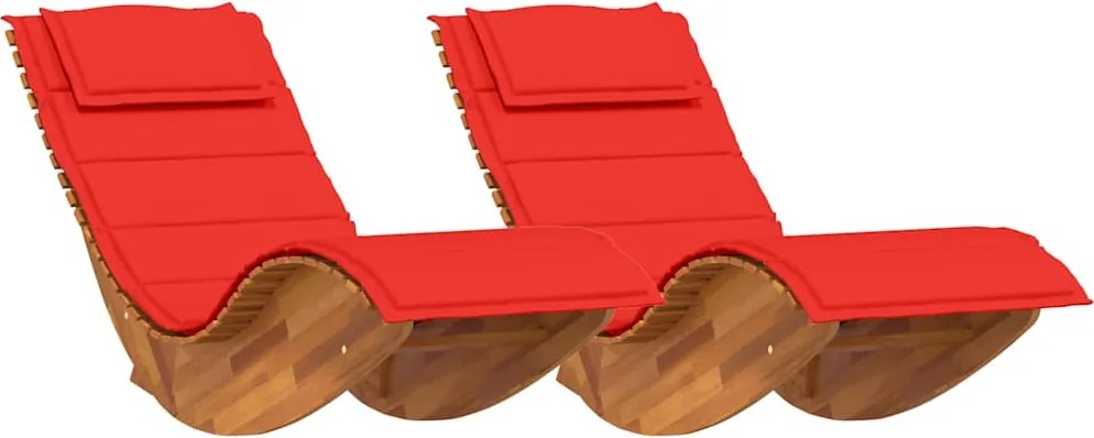 vidaXL Șezlong cu pernă 2-persoană 2 pcs Maro Lemn Solid de Acacia