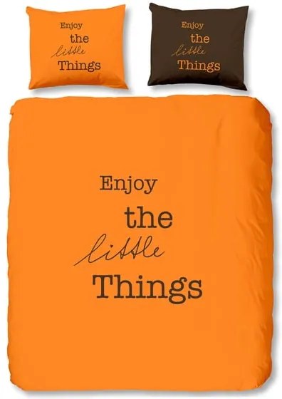 Lenjerie de pat din bumbac Good Morning Enjoy, 240 x 200 cm, portocaliu