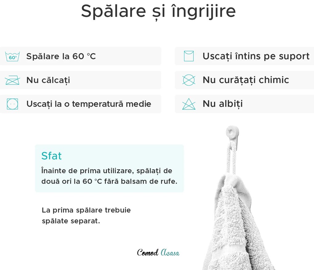 Prosop CONFORT 70 x 140 cm gri deschis, 100% bumbac