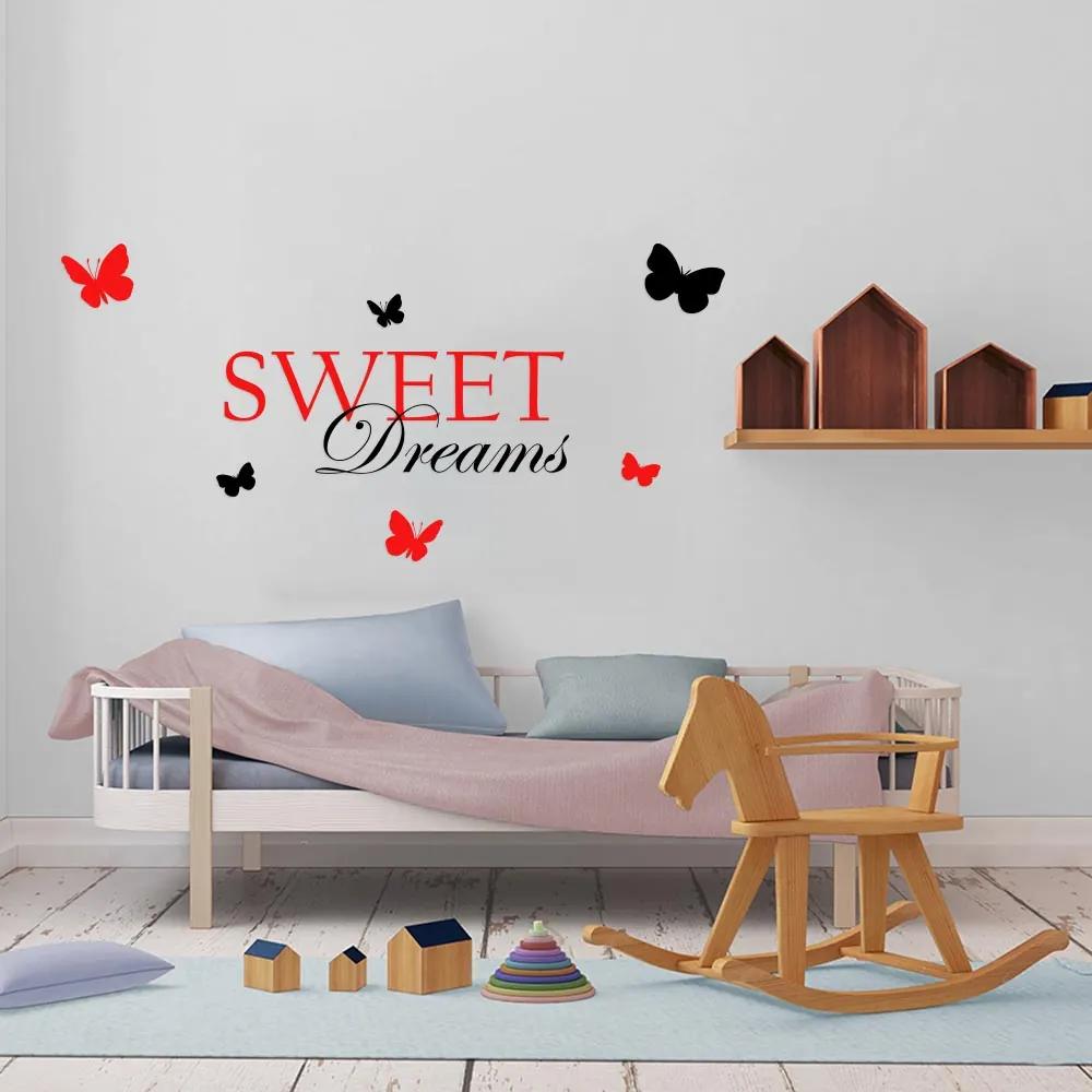 GLIX Sweet dreams - autocolant de perete Negru și roșu 120 x 60 cm