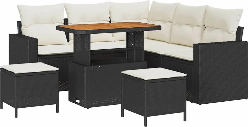 vidaXL Set de canapele pentru grădină 8 pcs Negru poliratan