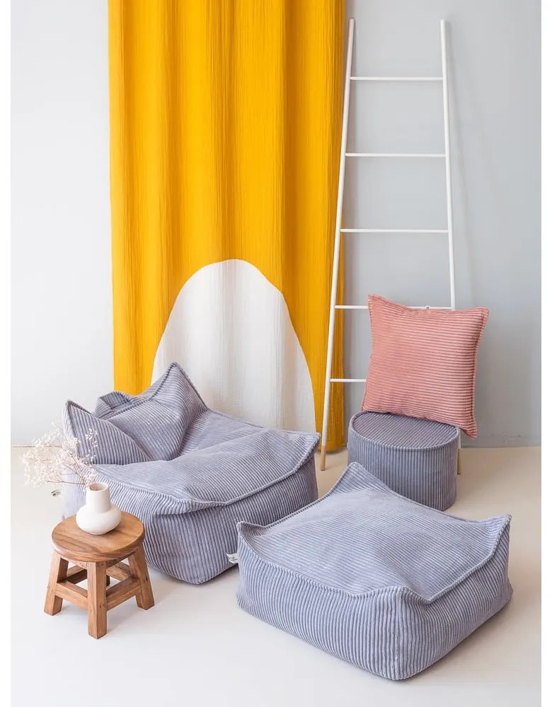 Fotoliu puf pentru copii albastru cu tapițerie din catifea reiată Chair – Wigiwama