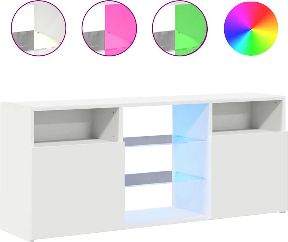 vidaXL Comodă TV cu lumini LED, alb, 120x30x50 cm