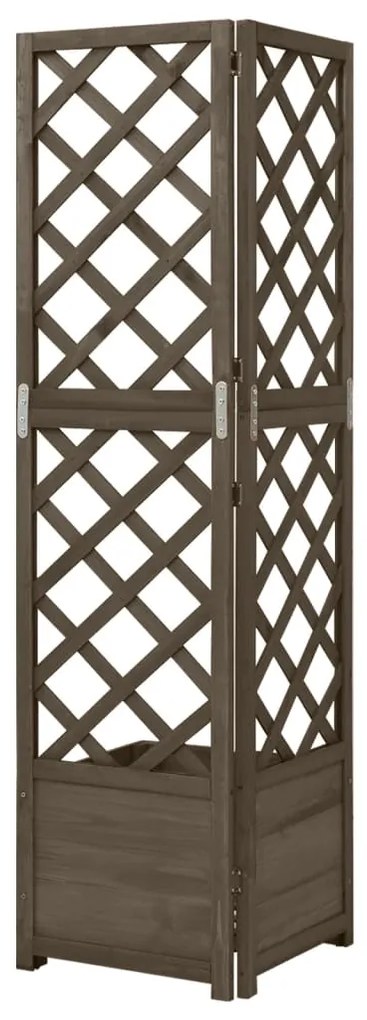 Jardiniera colt cu spalier, gri, 40x40x150 cm, lemn masiv brad Gri, 1, 1