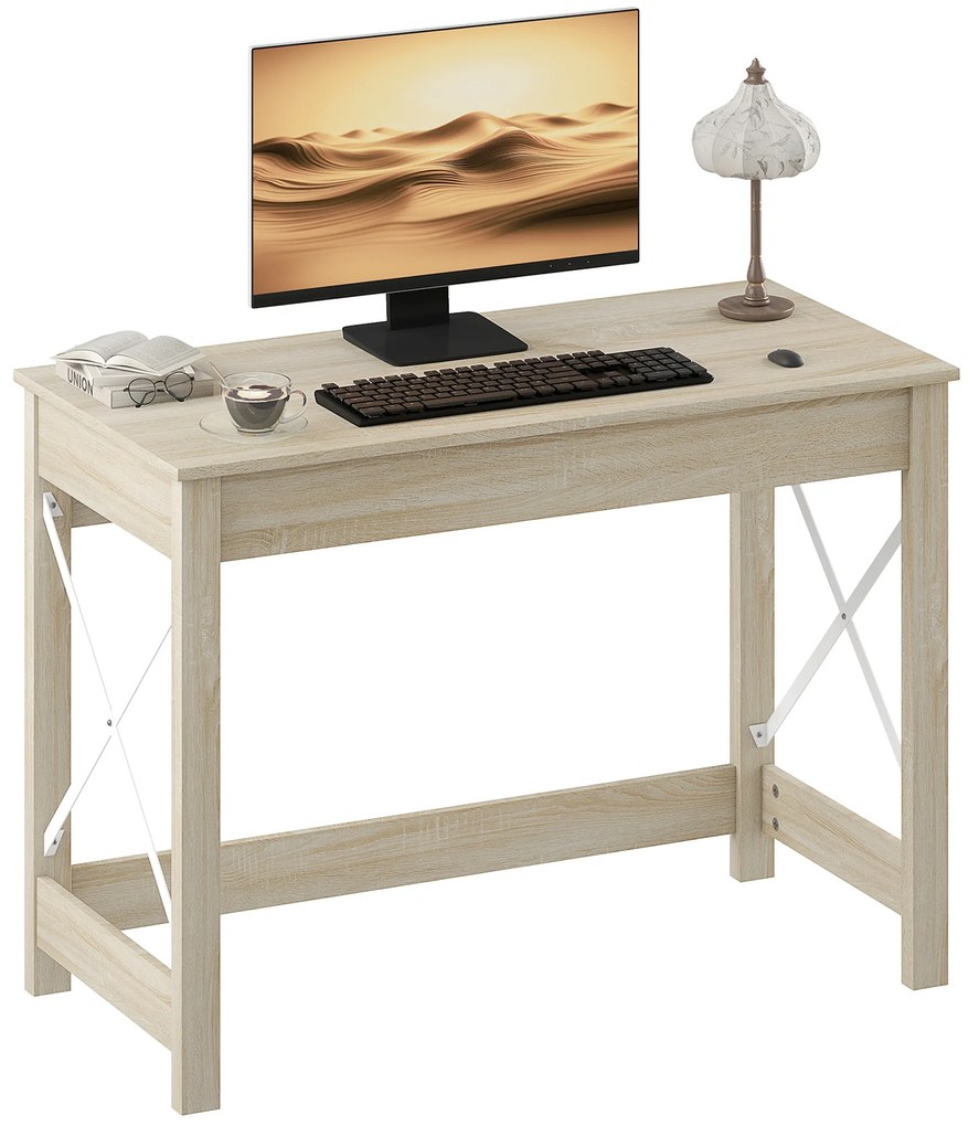 HOMCOM Masă de Birou Modernă Masă de Birou Masă de Calculator Ușor de Asamblat pentru Birou Studiu 105x50x76 cm Natural | Aosom Romania