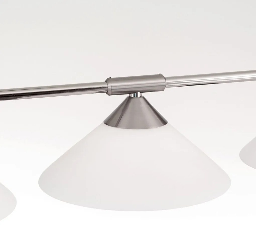 Lustra, Pendul realizat manual ARTDESIGN 3L, crom satinat/ alb opac