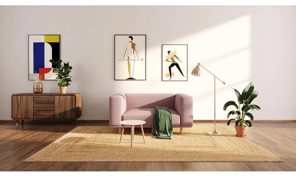 Fotoliu de relaxare roz cu tapițerie bouclé Kukumo – Ame Yens