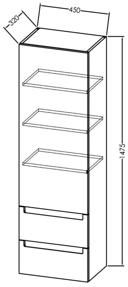 Dulap baie suspendat gri inchis mat 45 cm cu 2 sertare si o usa KolpaSan Vittoria Gri inchis mat