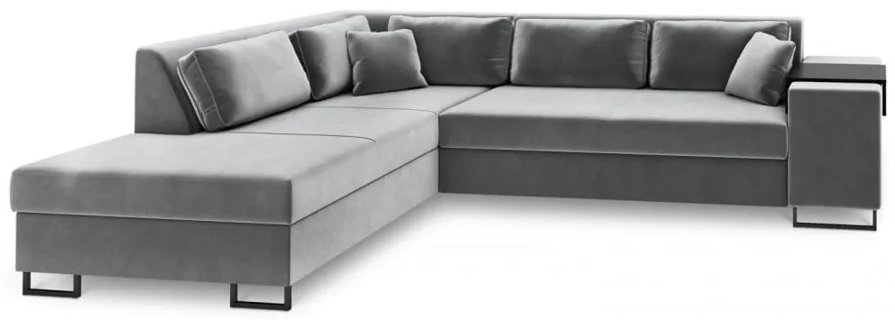 Coltar extensibil Dolomite cu colt pe partea stanga si tapiterie din catifea, gri