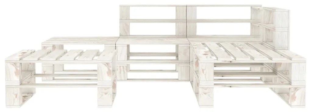 3052167 vidaXL Set mobilier de grădină din paleți, 6 piese, alb, lemn