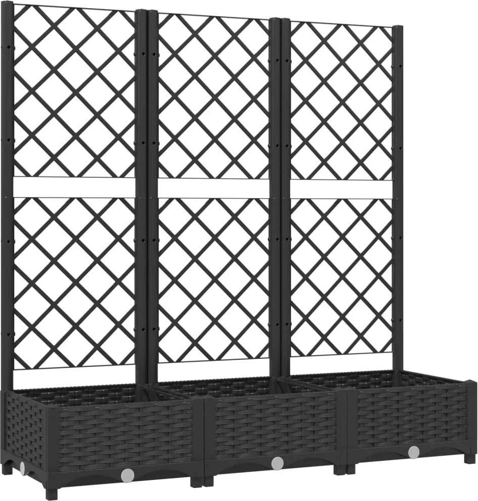 vidaXL Jardinieră de grădină cu spalier, neagră, 120x40x121,5 cm, PP
