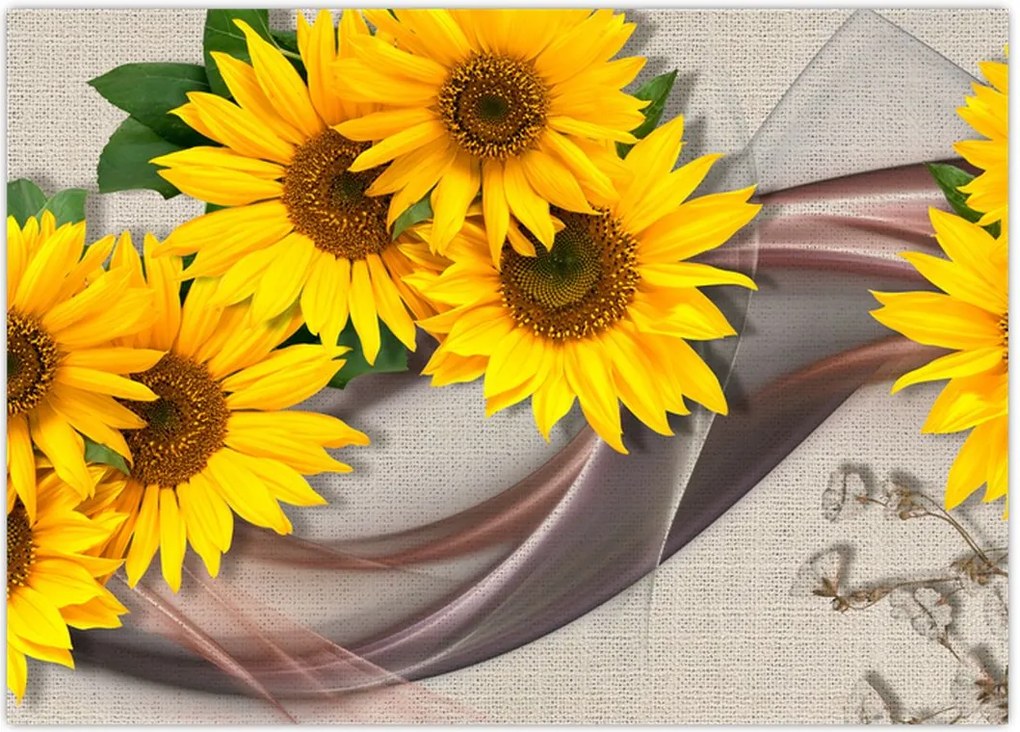 Tablou - Flori strălucitoare de floare soarelui (70x50 cm)