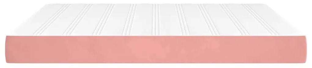 Saltea de pat cu arcuri, roz, 180x200x20 cm, catifea Roz, 180 x 200 cm
