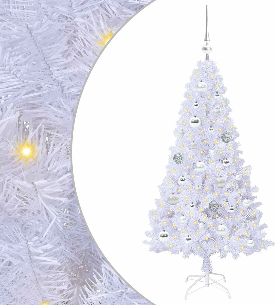 vidaXL Brad de Crăciun artificial cu 150 LED Alb 120 cm PVC și Oțel