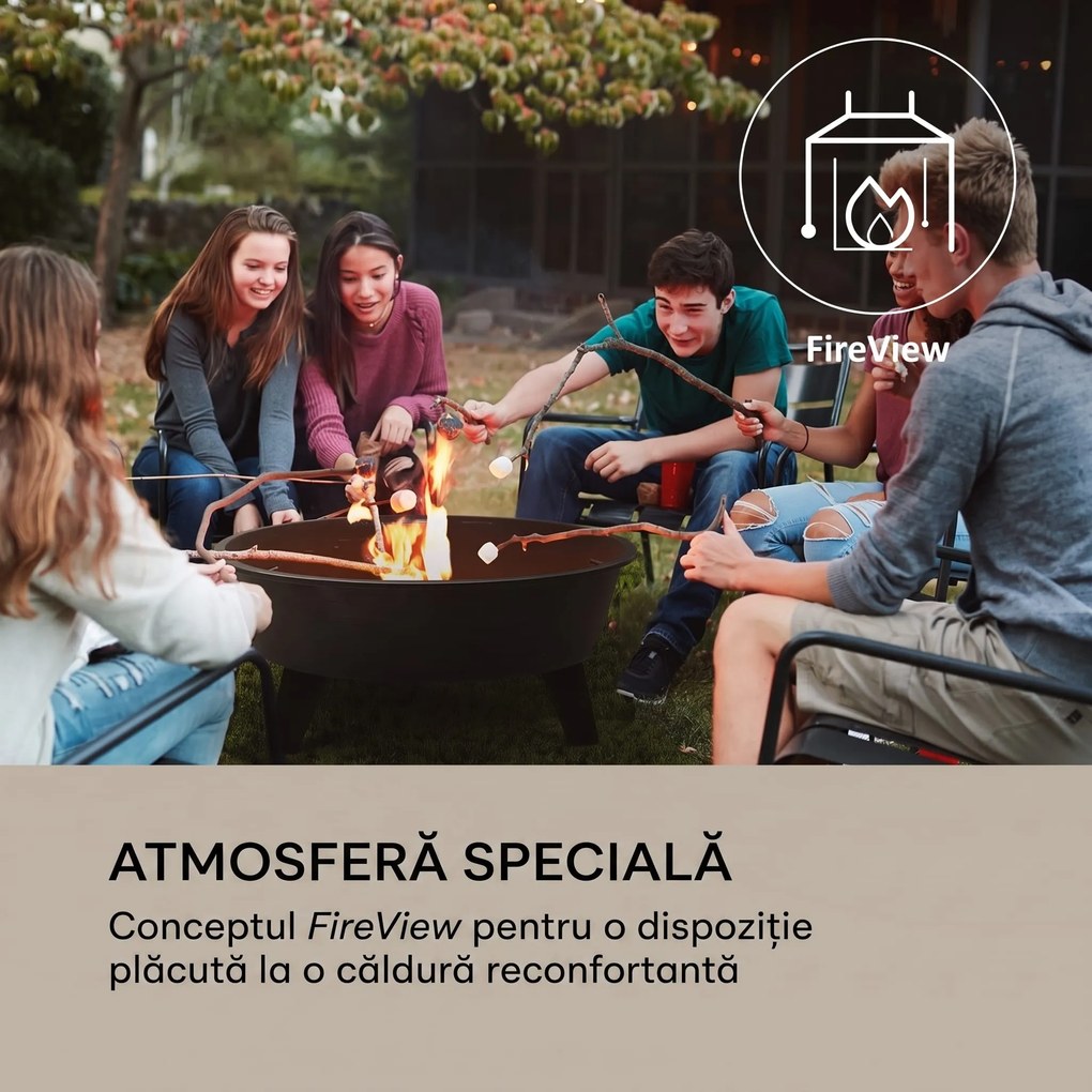 Blumfeldt Nolana, bol de foc 2-în-1, Ø73cm, arzător cu scânteie, Ø64cm, grill, oțel, negru