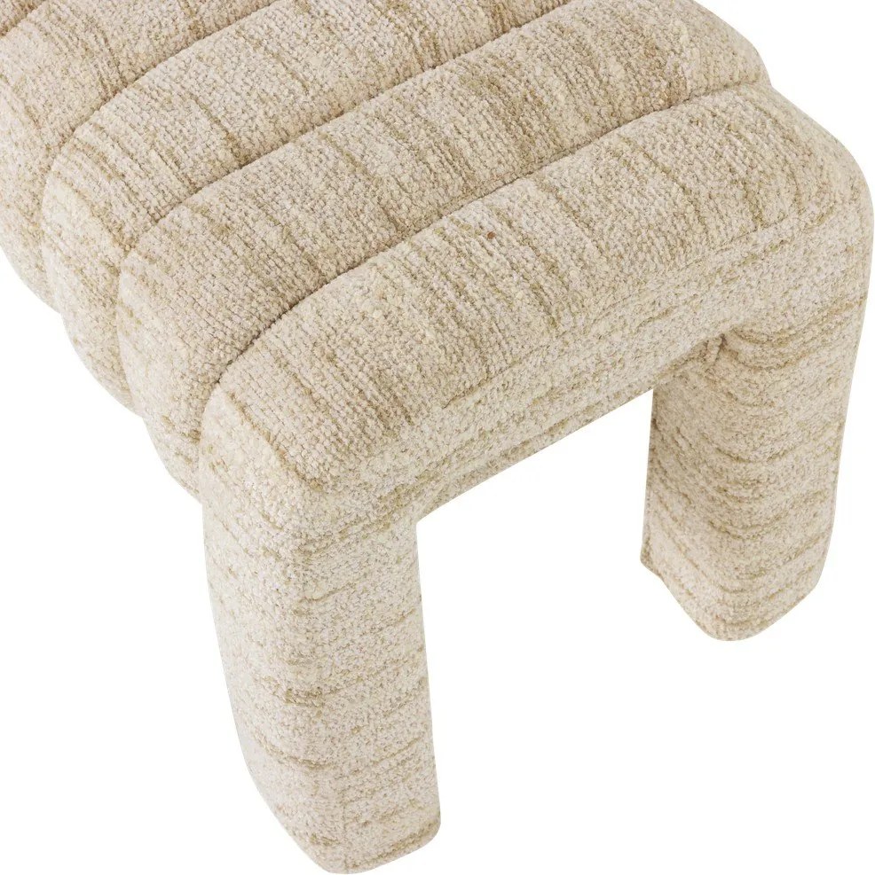 Bancă bej capitonată cu tapițerie din țesătură bouclé Frex – WOOOD